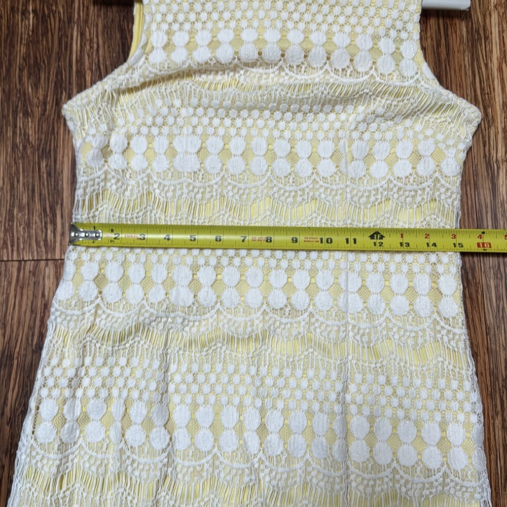 Jessica Howard yellow white lace overlay sleeveless pencil dress size 6P - Picture 13 of 16